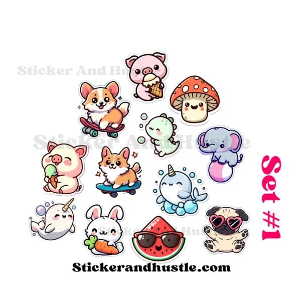 Kawaii Cuties: Cartoon Sticker Pack | Premium Vinyl Stickers for Stanley, HydroFlask, Laptops, and More - Image 2