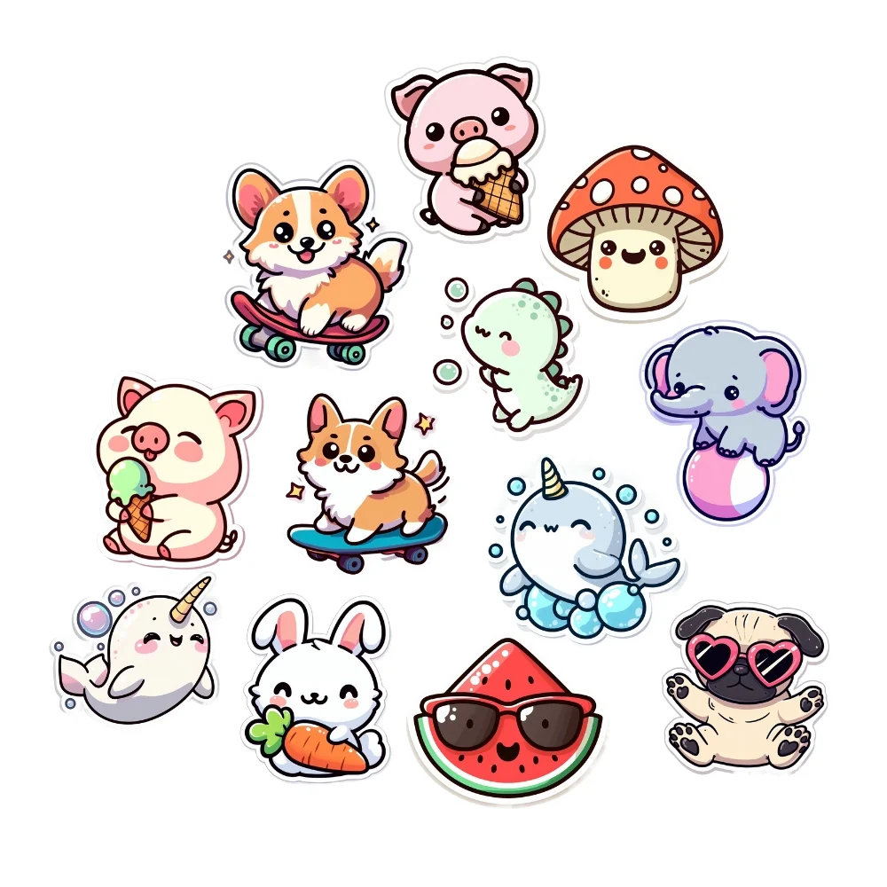 Kawaii Cuties: Cartoon Sticker Pack | Premium Vinyl Stickers for Stanley, HydroFlask, Laptops, and More