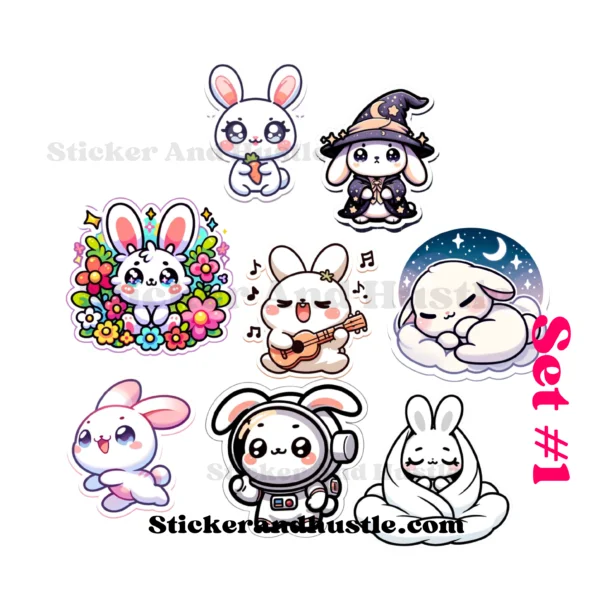 Rabbits Galore: A Hoppy Collection - Set of 10 | Premium Vinyl Stickers for HydroFlask, Laptops, and More - Image 2