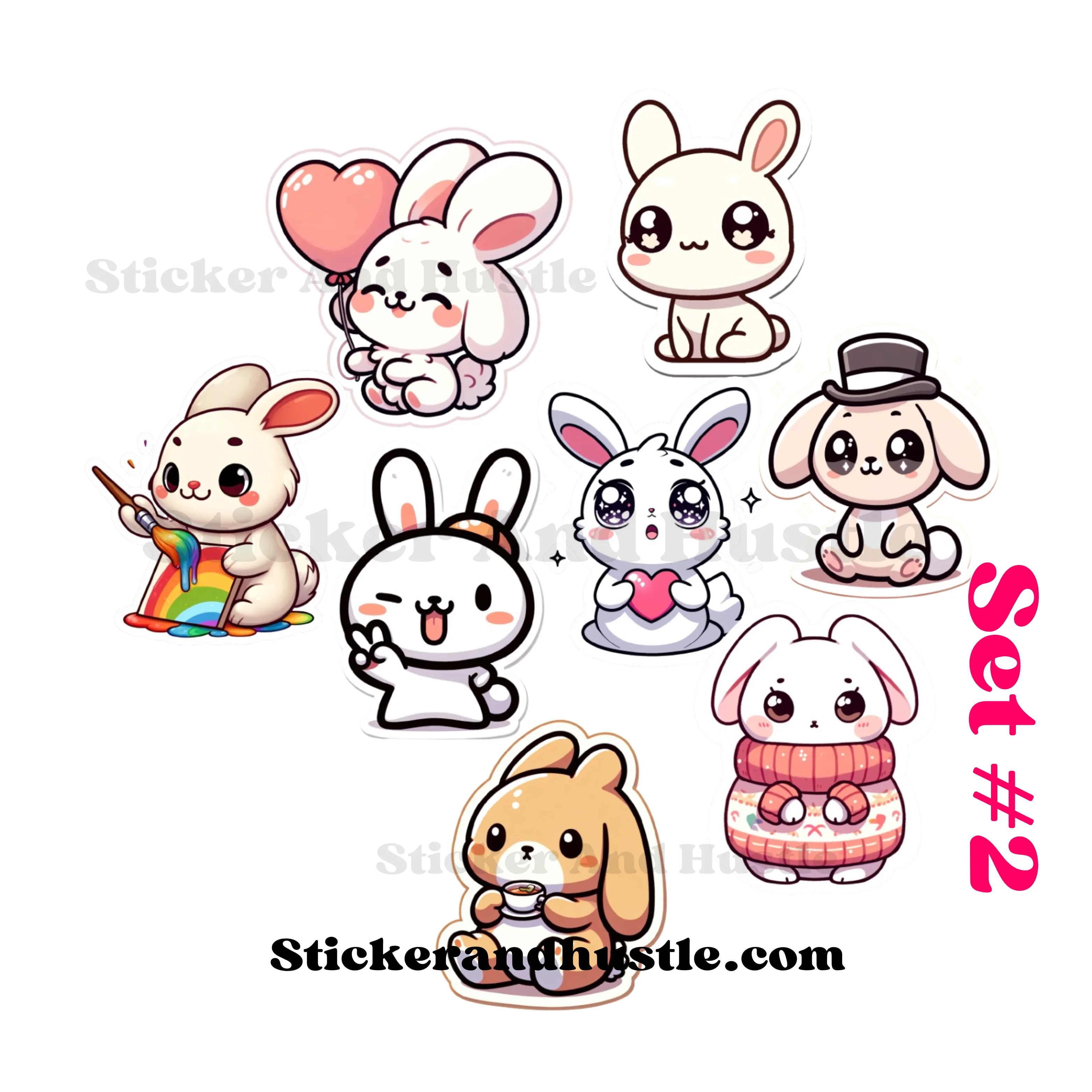 Rabbits Galore: A Hoppy Collection - Set of 10 | Premium Vinyl Stickers for HydroFlask, Laptops, and More - Image 3