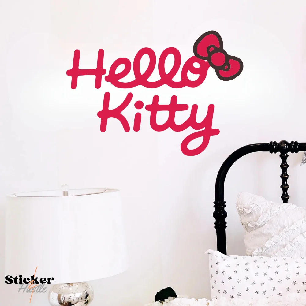 Custom Hello Wall Decal With Bow - Image 2